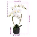 vidaXL Plante orchidée artificielle avec pot Blanc 45 x 15 x 65 cm