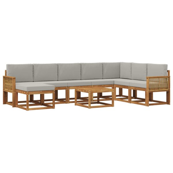 vidaXL Ensemble de canapés d'extérieur 9 Pièces Naturel et gris clair