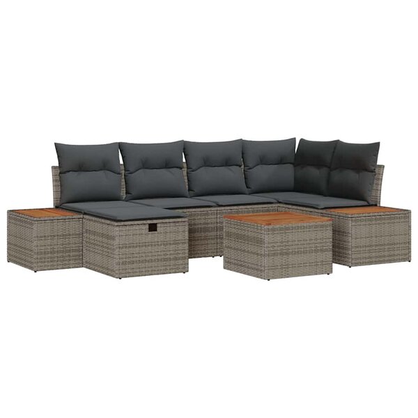 vidaXL Ensemble de canapé de jardin 7 Pièces Gris 55 x 62 x 69 cm