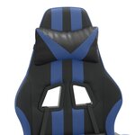 vidaXL Chaise de jeu pivotante et repose-pied Noir et bleu Similicuir