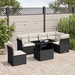 vidaXL Salon de jardin 7 Pièces avec coussins noir résine tressée