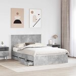 vidaXL Cadre de lit Gris béton 140 x 190 cm Bois Ingénierie