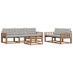 vidaXL Ensemble de canapés d'extérieur 6 Pièces Gris Naturel et Clair