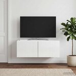 vidaXL Meuble TV mural Montage mural Blanc brillant 78 5 x 41 x 30 cm