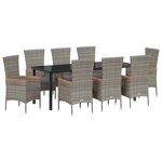 vidaXL Ensemble de salle à manger pour jardin 9 pc Gris