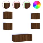 vidaXL Unités murales TV avec LED 6 Pièces chêne marron bois d'ingénierie