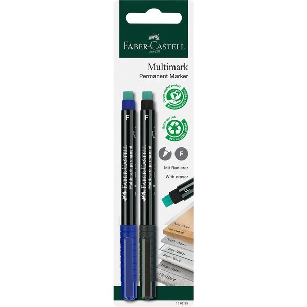Blister Feutres Multimark perm. F noir+bleu 2x FABER-CASTELL