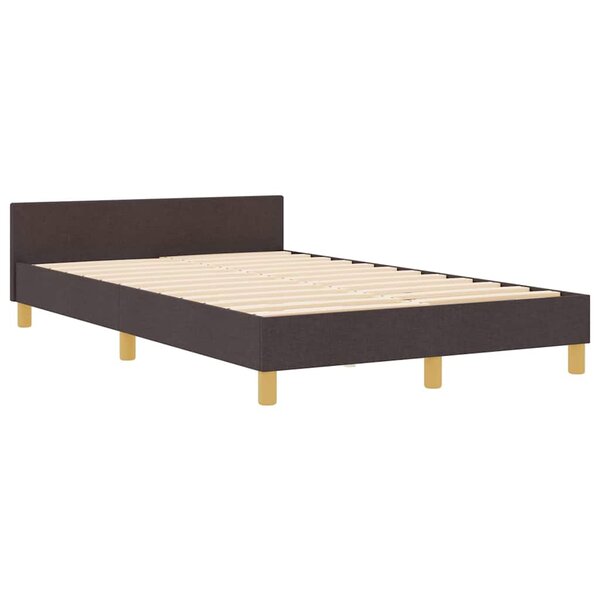 vidaXL Cadre de lit avec tête de lit Marron foncé 120 x 200 cm tissu