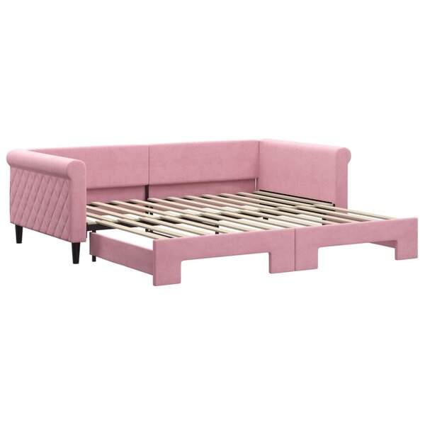 vidaXL Lit de jour avec lit gigogne rose 100x200 cm velours