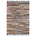 Vidaxl tapis chindi tissé à la main cuir 190x280 cm multicolore