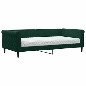 vidaXL Lit de jour avec matelas vert foncé 100x200 cm velours