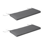 Coussins de banc de jardin déhoussables - coussins balancelle - lot de 2 - dim. 120L x 50l cm - rembourrage 5 cm - cordons d'attache - polyester gris