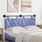 vidaXL Tête de lit suspendue Avec lumière LED Bleu denim Tissu
