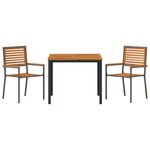 Ensemble de salle à manger de jardin vidaXL 3 pièces en poly rattan gris et bois d'acacia