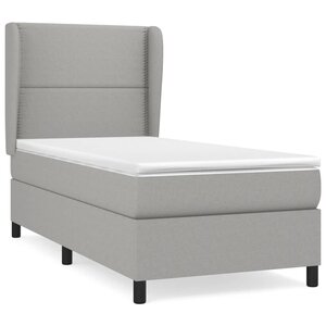 vidaXL Sommier à lattes de lit avec matelas Gris clair 100x200cm Tissu