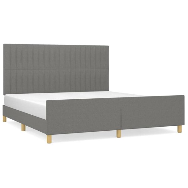 vidaXL Cadre de lit avec tête de lit Gris foncé 180 x 200 cm Tissu