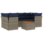 vidaXL Salon de jardin 7 Pièces avec coussins gris résine tressée