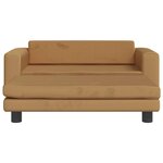 vidaXL Canapé avec repose-pied pour enfants marron 100x50x30cm velours