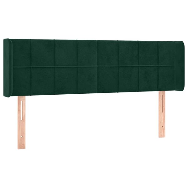 vidaXL Tête de lit avec oreilles Vert foncé 147x16x78/88 cm Velours