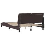 vidaXL Cadre de lit avec LED sans matelas marron foncé 140x190cm tissu