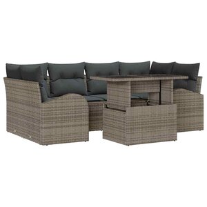 vidaXL Ensemble de canapé de jardin 7 pc Gris polyrotin
