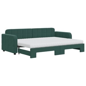 vidaXL Lit de jour avec gigogne et matelas vert foncé 80x200cm velours