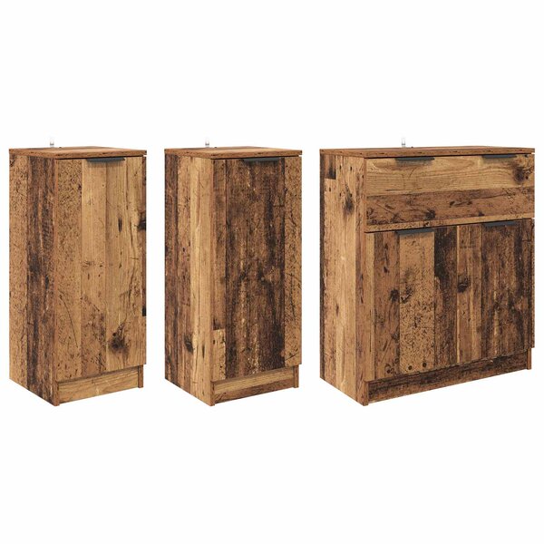 vidaXL Buffet avec tiroir 3 Pièces Bois Ancien Bois d'ingénierie