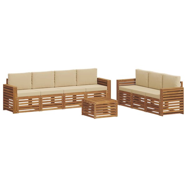 vidaXL Ensembles de canapés 8 pc Naturel et Beige Bois d'Acacia Massif