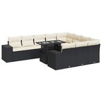vidaXL Salon de jardin 11 Pièces avec coussins noir résine tressée
