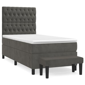 vidaXL Sommier à lattes de lit et matelas Gris foncé 90x190 cm Velours