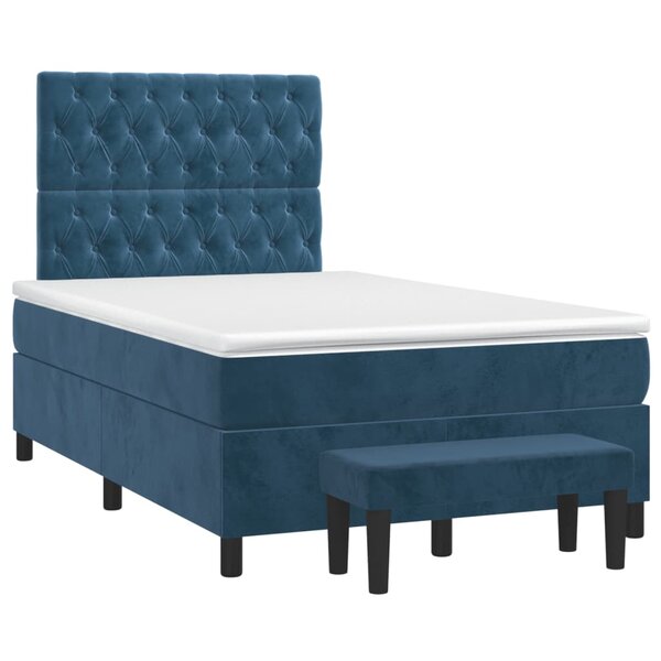 vidaXL Sommier à lattes de lit et matelas bleu foncé 120x190cm velours