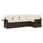 vidaXL Salon de jardin avec coussins 5 Pièces marron résine tressée