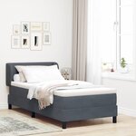 Lit à ressort vidaXL avec matelas gris foncé 90x190 cm en velours