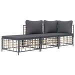 vidaXL Salon de jardin 3 Pièces avec coussins anthracite résine tressée