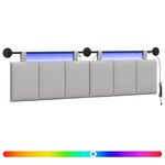 vidaXL Tête de lit suspendue Avec lumière LED Gris nuage Tissu