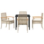 vidaXL Ensemble de salle à manger de jardin 5 pièces avec coussins Beige Poly Rattan
