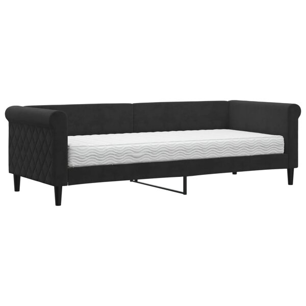 vidaXL Lit de jour avec matelas noir 80x200 cm velours