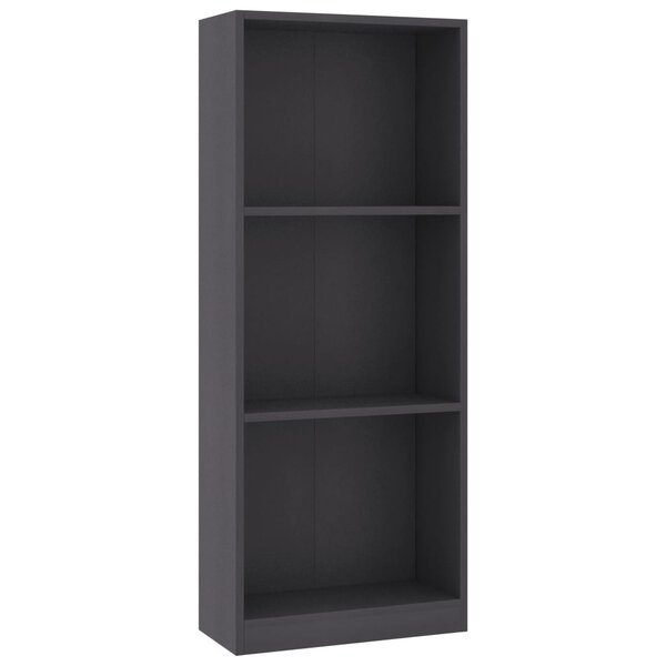 vidaXL Bibliothèque à 3 niveaux Gris 40x24x108 cm Aggloméré