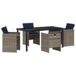 vidaXL Ensemble de salle à manger de jardin 5 pièces avec coussins rattan gris poly