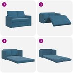 vidaXL Canapé-lit 2 en 1 bleu 122x204x55 cm velours