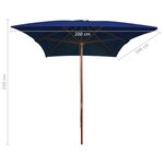 vidaXL Parasol d'extérieur avec mât en bois Bleu 200x300 cm