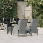 vidaXL Ensemble à manger de jardin 5 Pièces Gris clair Résine tressée