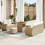 vidaXL Ensemble de canapé de jardin 8 pièces avec coussins beige en poly rattan et acacia.