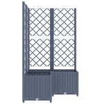 vidaXL Jardinière avec treillis Gris foncé 80x80x136 cm PP