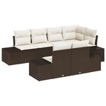 vidaXL Ensemble de canapé de jardin 7 pièces avec coussins en poly rattan marron