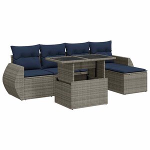 vidaXL Salon de jardin avec coussins 6 Pièces gris résine tressée acacia