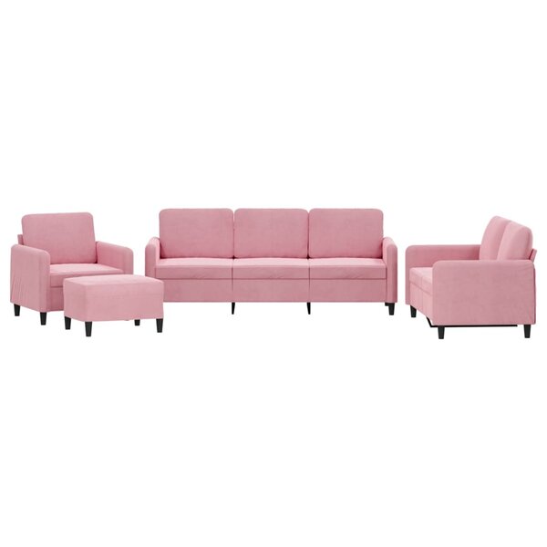 vidaXL Ensemble de canapés 4 Pièces rose velours