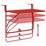 vidaXL Table Suspendue de Balcon Rouge 60 x 39 x 65 cm Acier