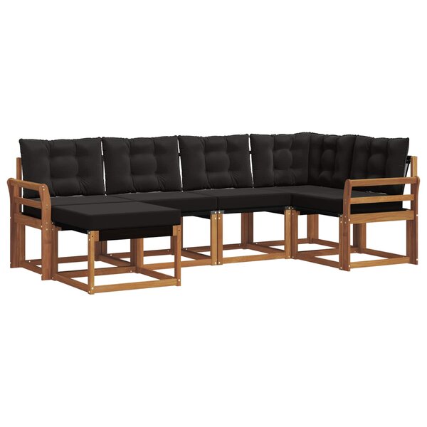 vidaXL Ensemble de canapés d'extérieur 6 Pièces Naturel et Noir