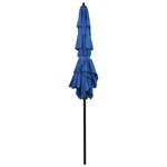 vidaXL Parasol à 3 niveaux avec mât en aluminium Bleu azuré 2x2 m